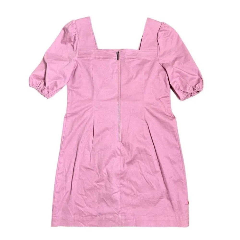 LDT Alice Puff Sleeve Dress in‎ Dusty Rose Women’s Size 4 Square Neckline